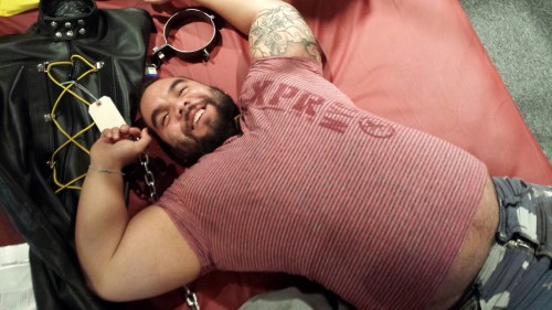 carnenchiladas:   Master, Phil and chuck are shopping at Mr. S, I’m tired so I laid down on the sex bed. Master told me to pose and look helpless but all I could do was laugh 