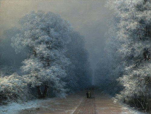 russian-painting: Ivan Konstantinovich Aivazovsky - Winter landscape, 1880s.