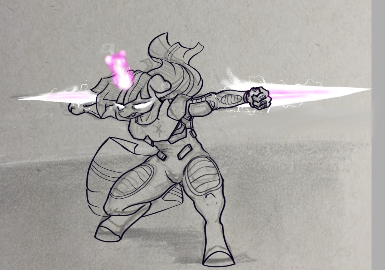 greyscaleart:  WIP: swish swish die twi.  