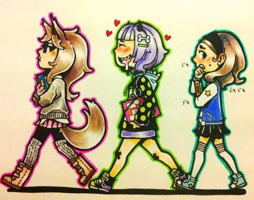 tetratheripper:  Traditional color works Tint and normal pen markers.  I love the style of this girl <3