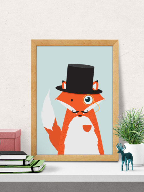 Fox print, Nursery wall art, Nursery decor, Nursery room wall decor, red fox print, Nursery wall dec