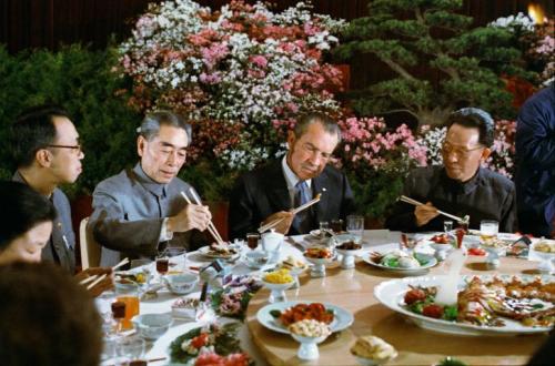 Discovering Chinese food Chinese Premier, Zhou Enlai and American President, Richard Nixon at the of