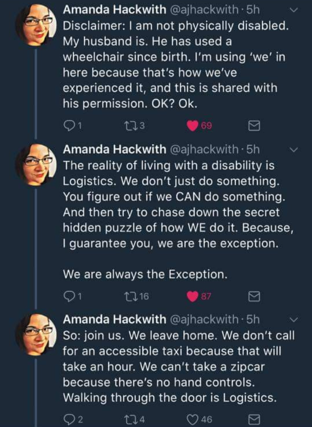qjusttheletter: make posts about disability accessible  [ID: collection of tweets