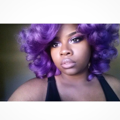 shantrinas:I loved my makeup yesterday!  #me #naturalhair #purplehair #purpleafro #makeup #shantrina