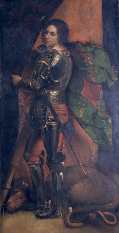 Costabili Altarpiece, panel with Saint George, by Dosso Dossi, Pinacoteca Nazionale, Ferrara.