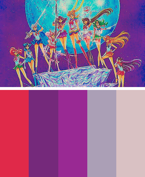 Sailor Moon Inspired Color Palettes » Palette #71 Version 2 BoldColors Left to Right#DF2948#75297A#9