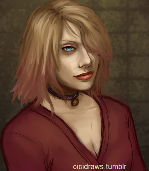 cicidraws: not done but im posting how this looks right now! maria from silent hill because ive been watching alot of silent hill play-throughs :>
