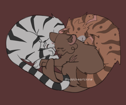 found a pic of cats sleeping in a heart shape n just had to turn it into the elder gang, og pic unde