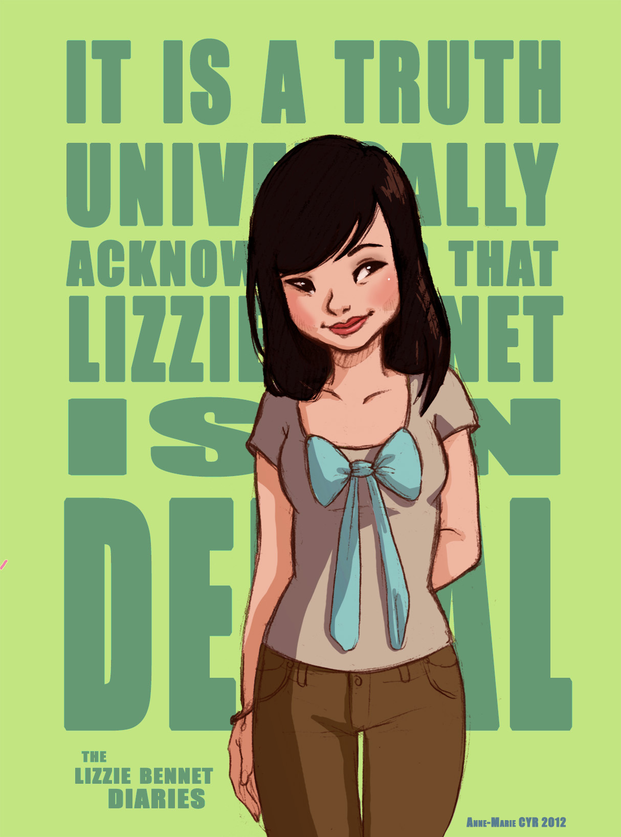 A lot of people have been asking me to do a drawing for Charlotte to complete the Lizzie Bennet Diaries’s set. I actually had done one a while ago but I had decide against posting it for a few reasons.
I couldn’t get the colours right, couldn’t get a...