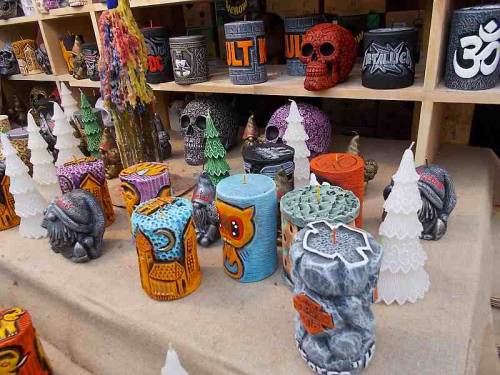 Various cast & painted candles that can be used as a home decorations.