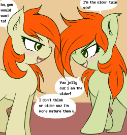 ask-laichi: askflowertheplantponi:  “Chi looking at them in the distance completly confused” (oh look i did drew flower and flora arguing in casual twin way. lel =w=)  “Will their relationship survive this hurdle!? Stay tuned!!!”  Side Note, sorry