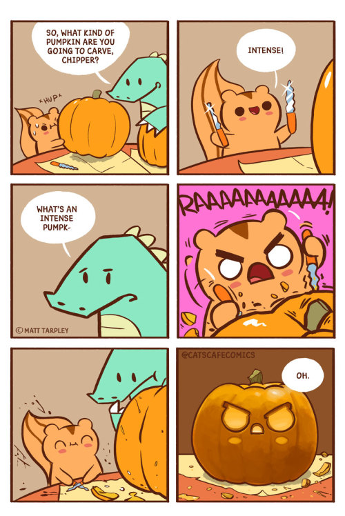 catscafecomics: Pumpkin carving!