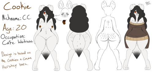 Decided to just do a quick edit of Cookie&rsquo;s ref sheet to get an idea of how I wanted her to lo