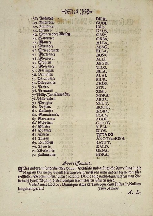 starrywisdomsect:      The Arbatel De Magia Veterum (Arbatel: On the Magic of the Ancients) is a grimoire of ceremonial magic that was published in 1575 in Switzerland. It was likely edited by Theodor Zwinger, and published by Pietro Perna. The actual