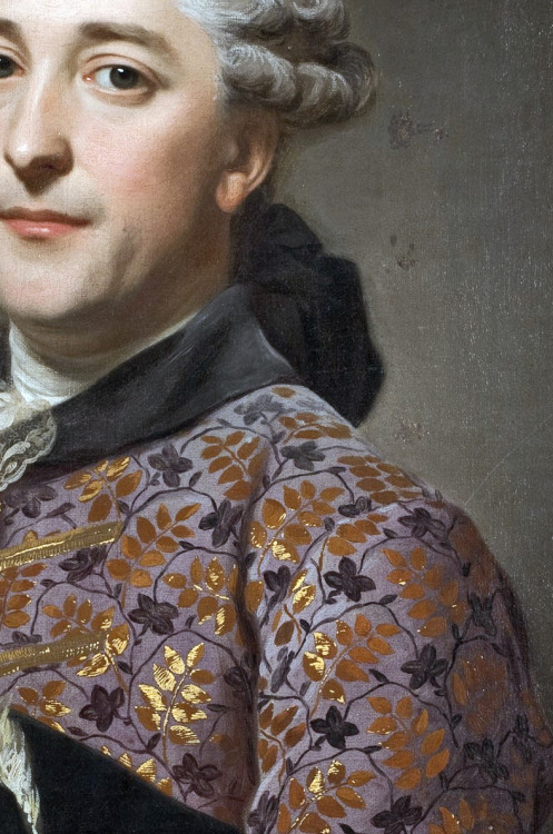 wonderwarhol:Detail of Portrait of Prince Vladimir Golitsyn Borisovtj, 1762, by Alexander Roslin (17