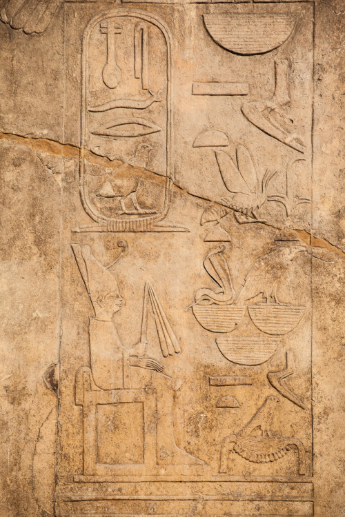 Relief of King SneferuFragment of a relief depicts king Sneferu enthroned and wears the white royal 