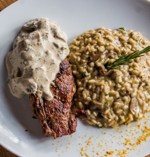 Steak With Mushroom Risotto - Rice Recipe