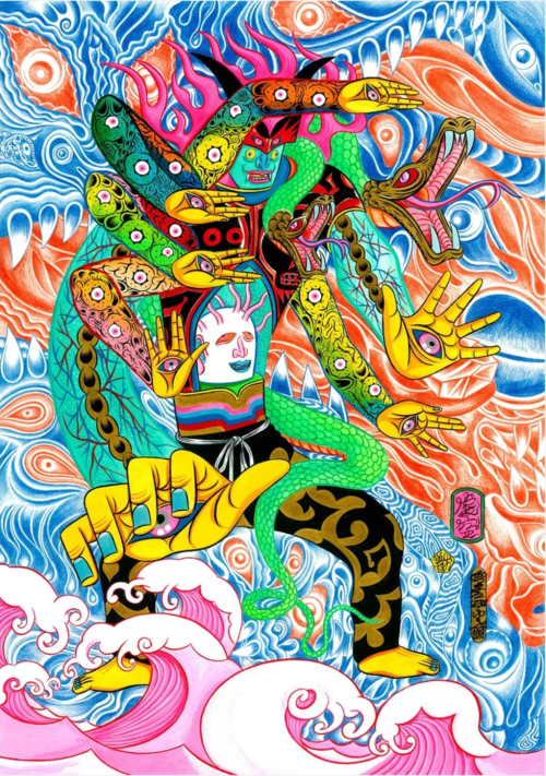 Hideyuki Katsumata’s wild paintings and drawings blend centuries of Japanese motifs, pop elements, a