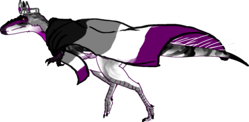 larrimeme: An asexual Alioramus for @a-dinosaur-a-day‘s Pride Month with and without accessori