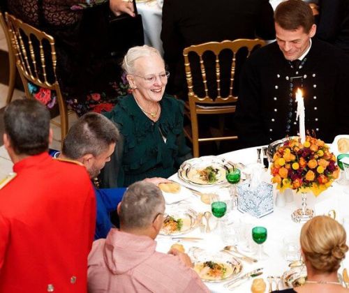 Queen Margrethe hosted a concert and dinner at FredensborgOn October 29, Queen Margrethe, accompanie