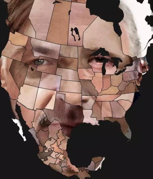 arkady-svidrigailov:mapsontheweb:A map of the North America, featuring a part of the face of the Hea