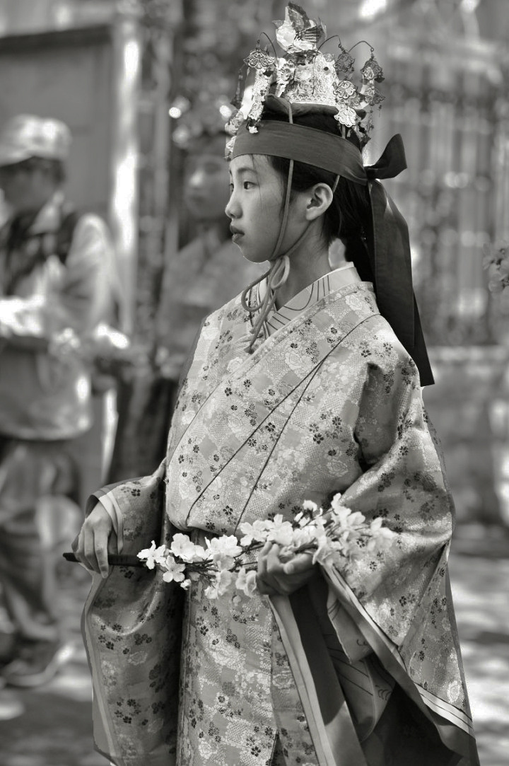 thekimonogallery:
“ Set B. Participant of the Teruhime Matsuri Parade, Japan. This parade involves re-enactments of three historic nobles and their entourage. The nobles in question were the prominent members of the Toshima Clan, which has given...