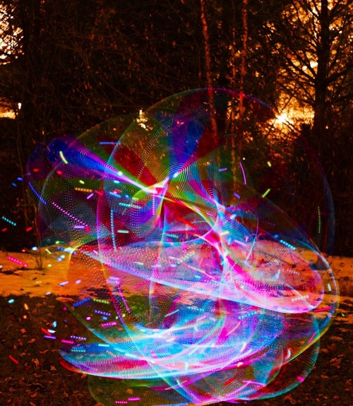 Light Painting with LED hoop.Canon EDS. 10 sec exposures.