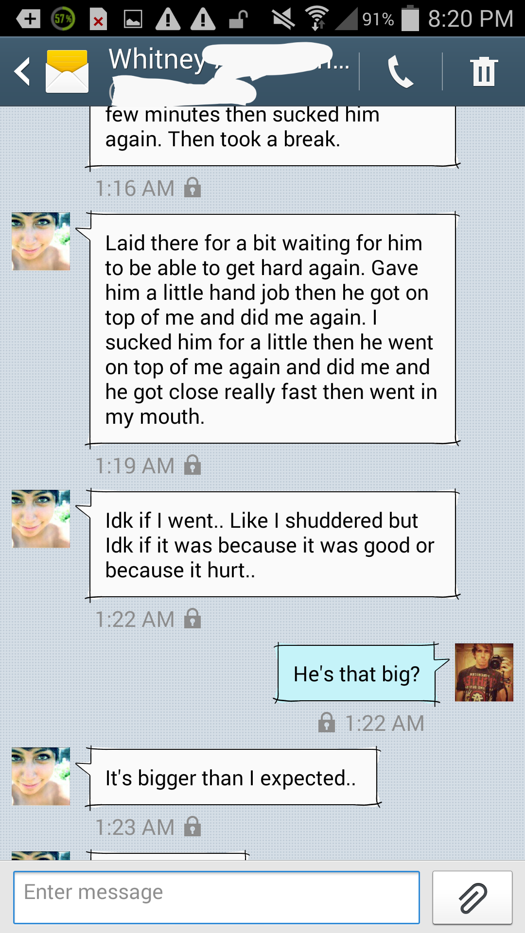 badgirlfriend25:  Text messages with details from the night 