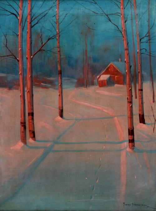 myfairynuffstuff:Svend Svendsen (1864 - 1944) - A Snow Scene. Oil on canvas.