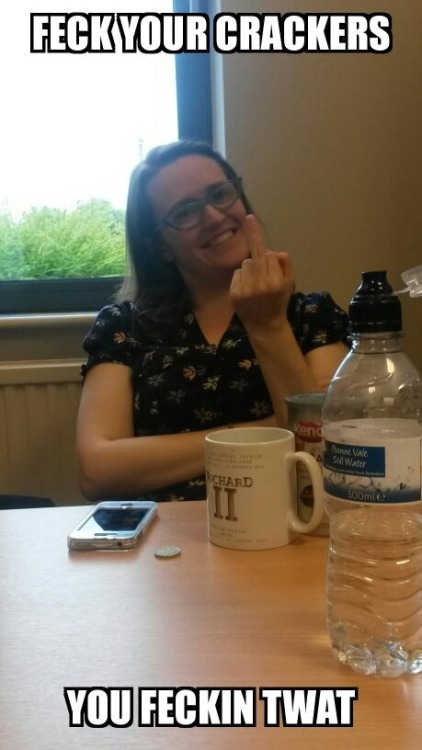 Gpoy. (Having an argument with a coworker about my contribution to cake day. But I actually really l