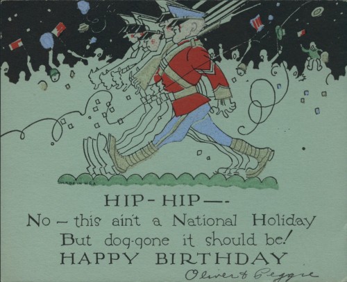 Military-themed birthday card, 1920s.