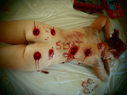 propertyofboss:  So I showed the aftermath but never the cause, here is the beautiful mess my lovely Boss made all over me! I love nothing more than being at her mercy and rolling in my own blood :)Please don’t remove the caption <3  Wow
