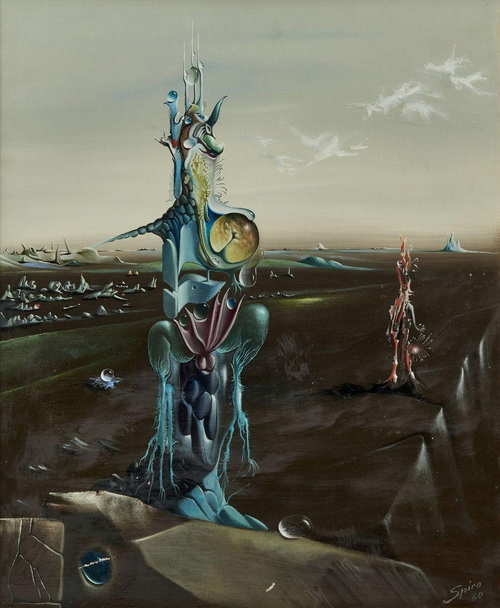 Georges Spiro (1909-1994) — Composition Surréaliste [oil, canvas, 1960]