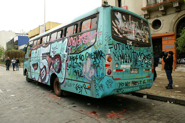 chileanstudentmovement:  In this photo of the art bus you can actually make out