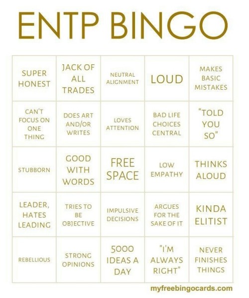 lsfp: Extrovert Mbti Bingo *not mine Lol