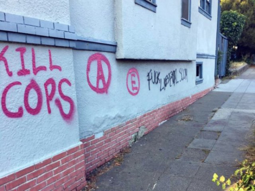 Two Berkley students have been charged under ‘hate crime’ legislation for anarchist graffiti in the 