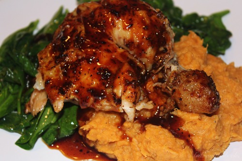 Maple-Glazed Roasted Chicken with Mashed Sweet Potatoes Ingredients for Chicken 1 whole ch