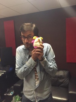 mizgnomer:   David Tennant, Recording His Role In Chew, The Animated Series, With Chog In Hand  Source [ Bleeding Cool News ]