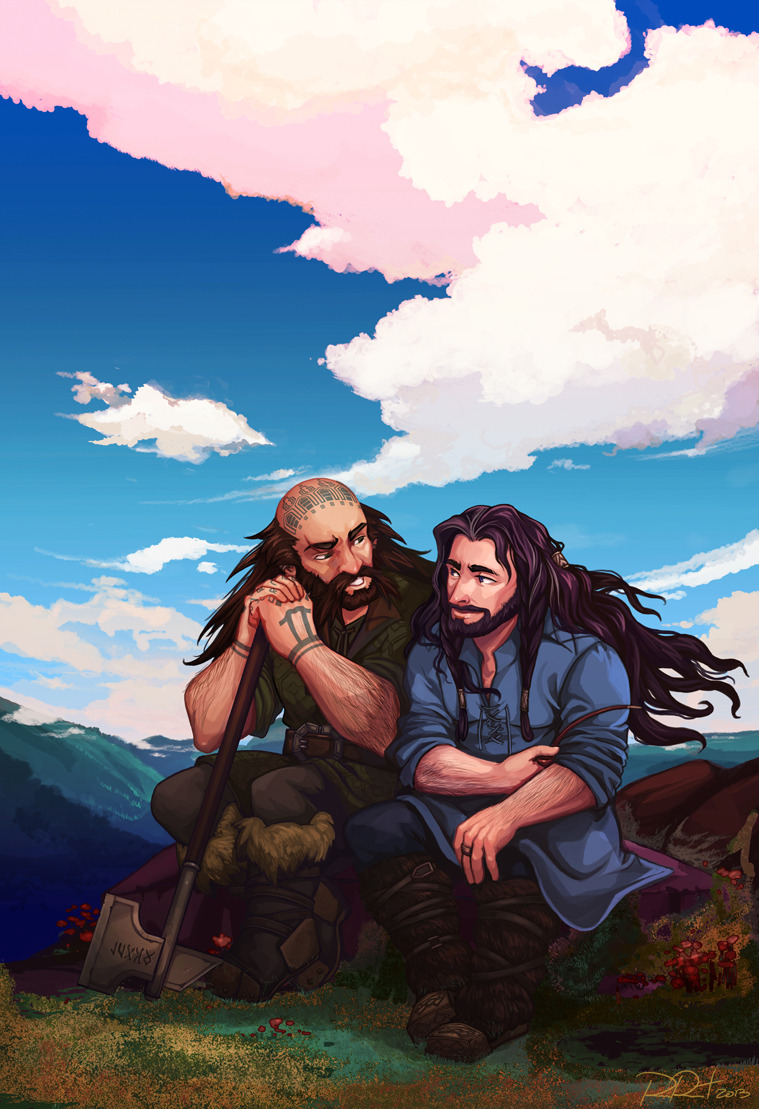 ramida-r:  My fav Middle-Earth shieldbros taking it easy in Ered Luin.The Hobbit