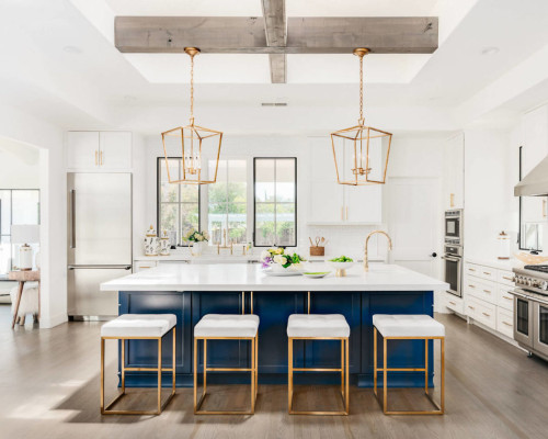 remodelproj:Feature Structure ceiling to mount pendant lighting in this Modern Farmhouse interior. B