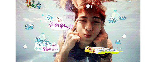 burningwithlove:  Hongbin Underwater, blowing bubbles like a little fishy.  His dimples are visible underwater. I’m sorry. I just cannot anymore… 