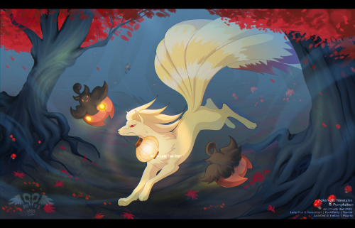 Finally have an Autumn / Halloween themed art to share this year! Pokémon Kanto Ninetales & Pump