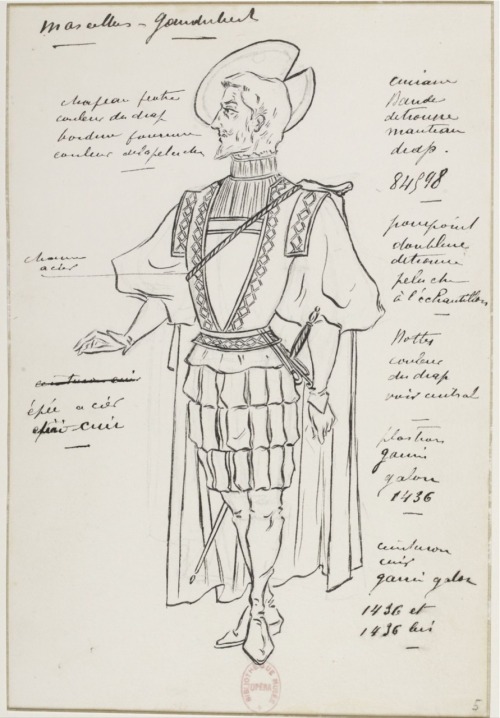 Hamlet : sept maquettes de costumes,Art by Charles Bianchini.(1860-1905).1- the King.6- Horatius.7- 