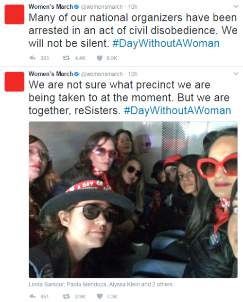 Source1 Source2Update: here’s the story -  Women’s March Organizers Arrested D