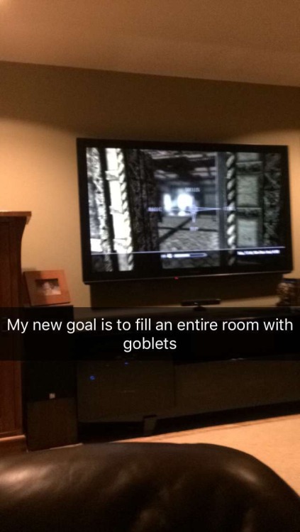 hiddenskyrim:  writing-is-a-bitch:  so this is how I spend my wednesday nights…  I’m not even remotely close to finished. Any goblet I find is going into the hoard   Gobletborn!