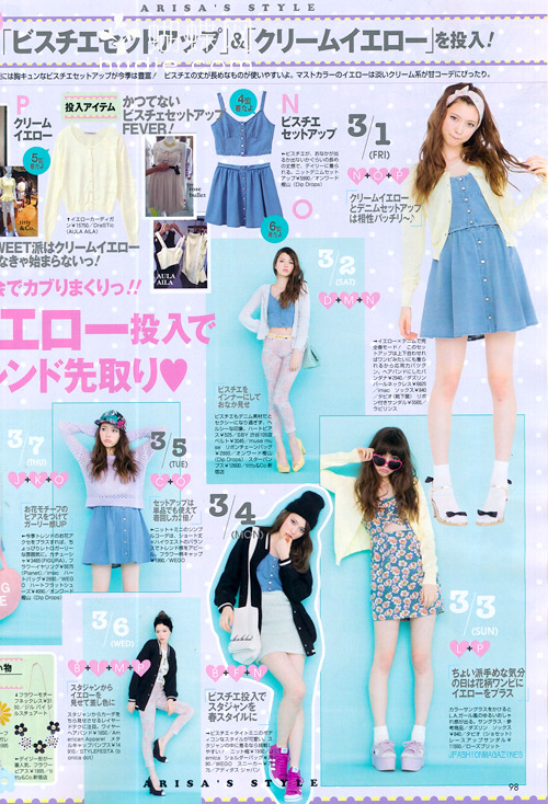 jfashionmagazines:  ViVi March 2013 | Arisa’s 59 outfits with fixed items