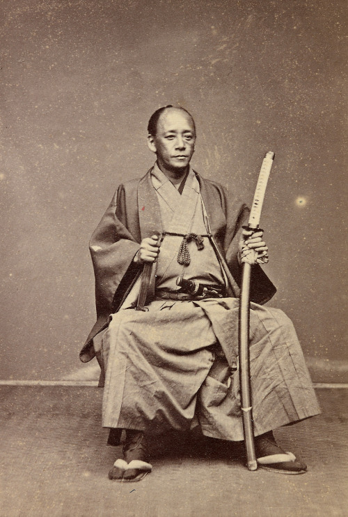 humanoidhistory:A samurai posing with a katana, late 19th century, courtesy of the Henry and Nancy R