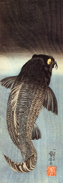 Utagawa Kuniyoshi 歌川国芳 (Japanese, 1797–1861, b. Nihonbashi, Tokyo, Japan) - Black Carp   Woodblock P