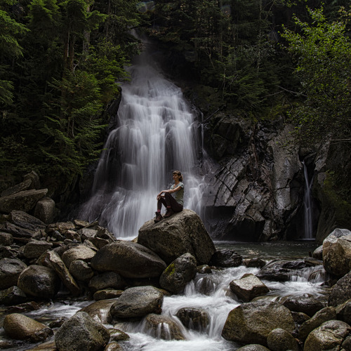 Amy and Rainbow Falls, BC