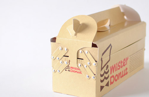 A fun packaging box for Mister Donut, a chain of donut shops in...